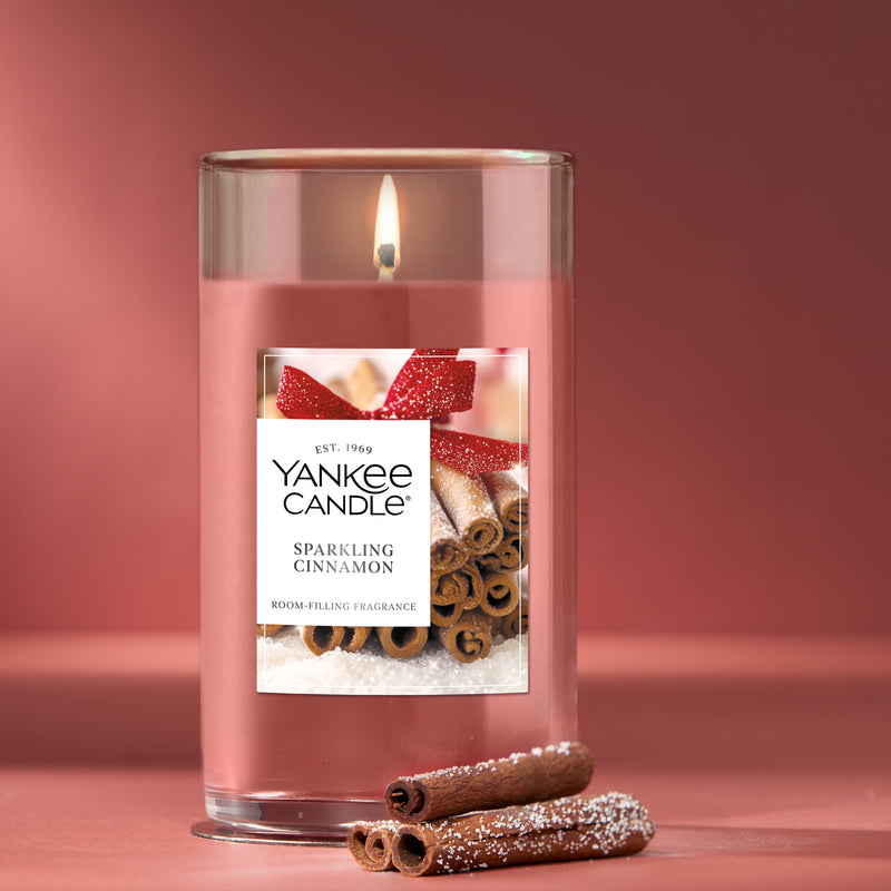 Yankee Candle Medium Pillar Scented Candle, Sparkling Cinnamon, 14.25 oz (2-Pack)