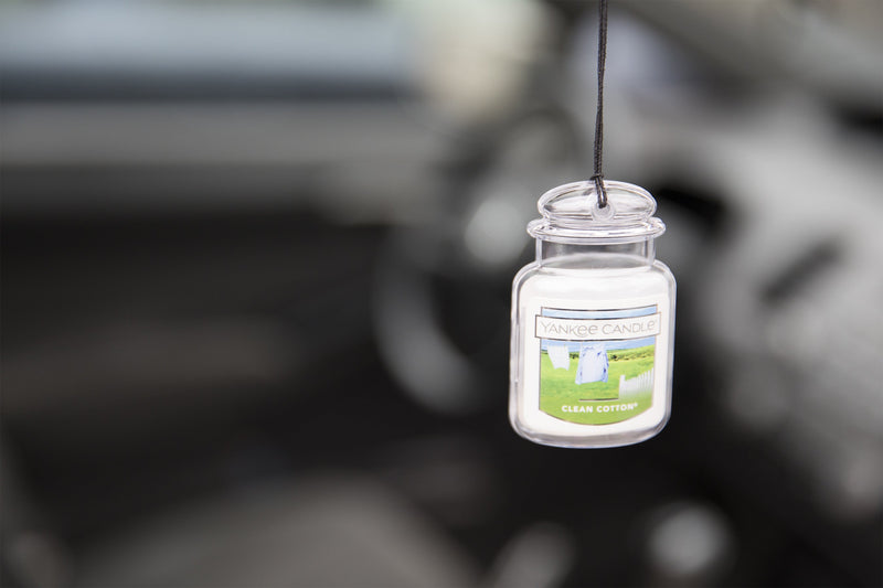 Yankee Candle Car Air Fresheners, Hanging Car Jar Ultimate, Neutralizes Odors Up To 30 Days, Clean Cotton, 0.96 OZ (Pack of 12)