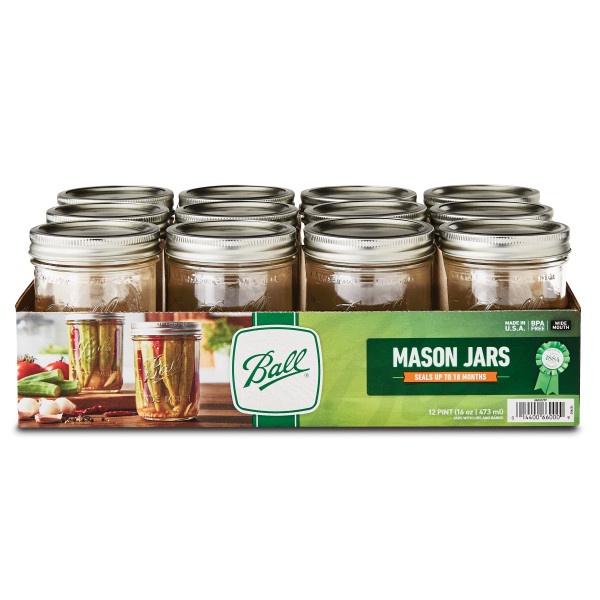 Ball Glass Mason Jars with Lids and Bands, Quart Size 32 Ounce 12 Wide Mouth + 12 Wide Mouth + Lids/Bands