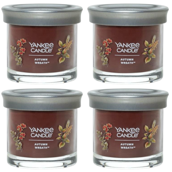 Yankee Candle Small Tumbler Scented Single Wick Jar Candle, Autumn Wreath, Over 20 Hours of Burn Time, 4.3 Ounce (Pack of 4)