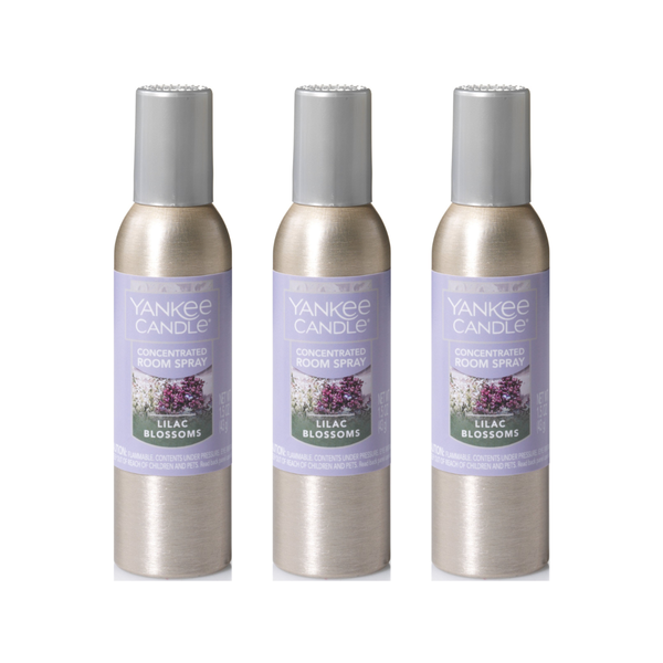 Yankee Candle Concentrated Air Freshener Room Spray, Odor Eliminator for Home, Bathroom, Lilac Blossoms, 1.5 Oz (Pack of 3)