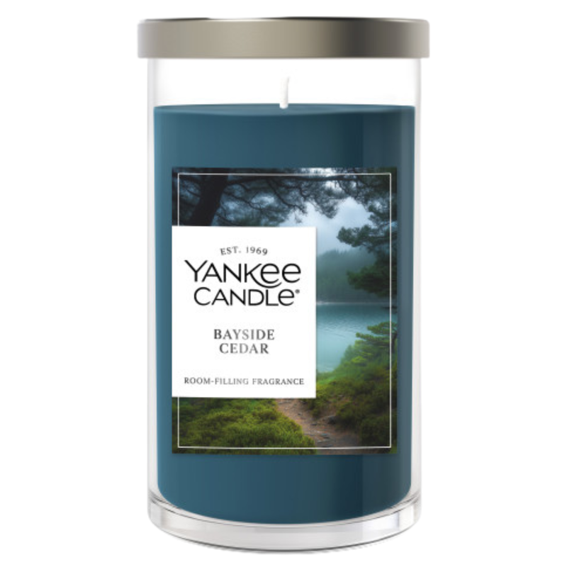Yankee Candle Medium Pillar Scented Candle, Bayside Cedar, 14.25 oz (2-Pack)