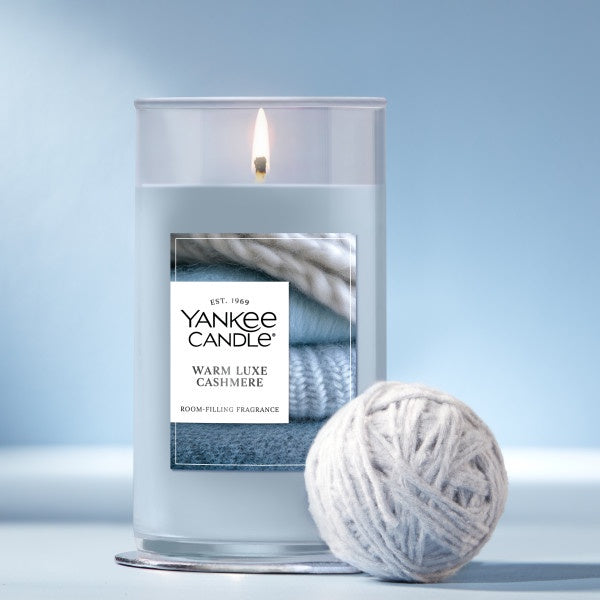 Yankee Candle Medium Pillar Scented Candle, Warm Luxe Cashmere, 14.25 oz (2-Pack)