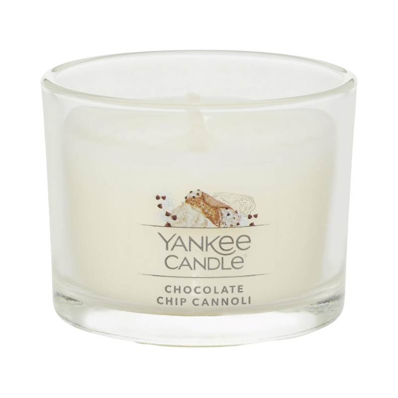 Yankee Candle Signature Votive Mini Candle Jar, Chocolate Chip Cannoli Scent, Natural Soy Wax Blend Candle with Natural Fiber Wick, 1.3 OZ Glass Jar (Pack of 12)
