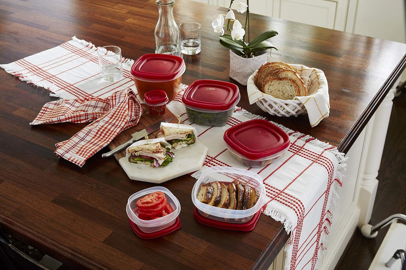 Rubbermaid Easy Find Lids Food Storage Containers, Red, 18-Piece + 4-Piece Set (22 pieces total)