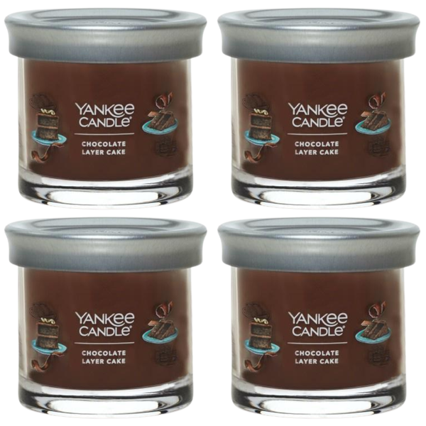 Yankee Candle Small Tumbler Scented Single Wick Jar Candle, Chocolate Layer Cake, Over 20 Hours of Burn Time, 4.3 Ounce (Pack of 4)