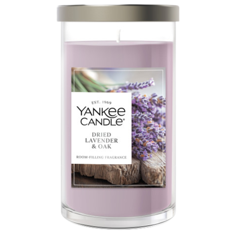 Yankee Candle Medium Pillar Scented Candle, Dried Lavender & Oak, 14.25 oz (2-Pack)