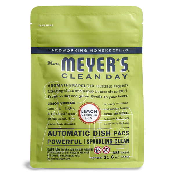 Mrs. Meyer's Clean Day Automatic dish pacs, Lemon Verbena Dishwasher Pods, 20 pods - Trustables