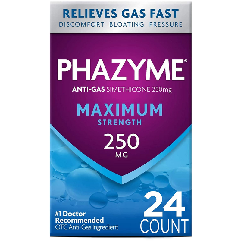 24 Count of Phazyme Maximum Strength Gas & Bloating Relief, Works in Minutes