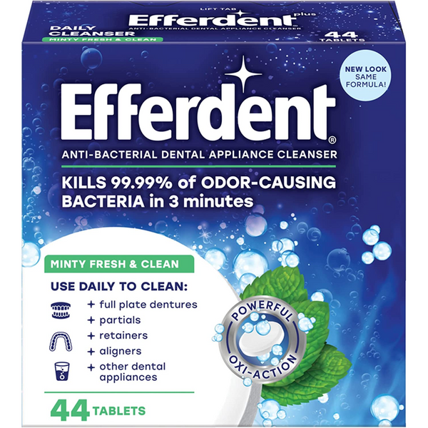 Efferdent Retainer Cleaning Tablets, Denture Cleaning Tablets for Dental Appliances, Minty Fresh & Clean, 44 Count