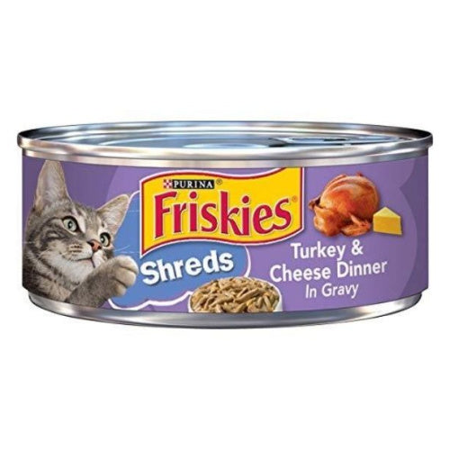Friskies Shreds Turkey & Cheese Dinner in Gravy Adult Wet Cat Food, 5.5 OZ