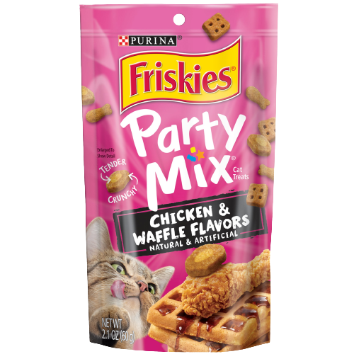 Friskies Party Mix Tender Crunchy Chicken & Waffles Cat Treats, 2.1 OZ