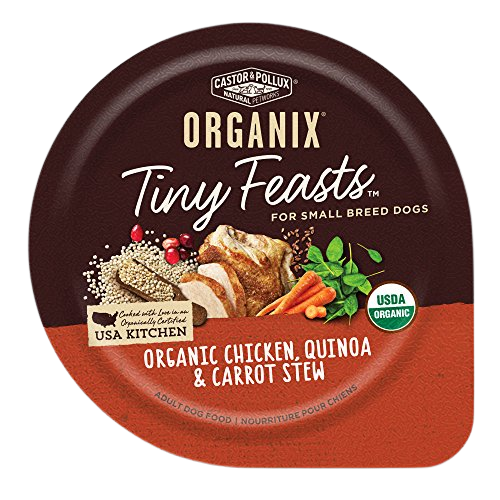 Castor & Pollux Organix Tiny Feasts Organic Chicken, Quinoa & Carrot Stew Dog Food Trays, 3.5 OZ