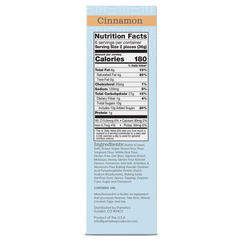 Pamela's Gluten Free Graham Crackers, Cinnamon, 7.5 OZ - Nutrition Facts - 180 calories