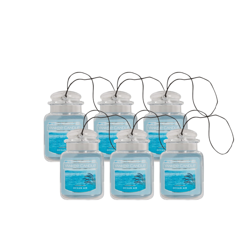 Yankee Candle Car Air Fresheners, Hanging Car Jar Ultimate, Neutralizes Odors Up To 30 Days, Ocean Air, 0.96 OZ (Pack of 6)