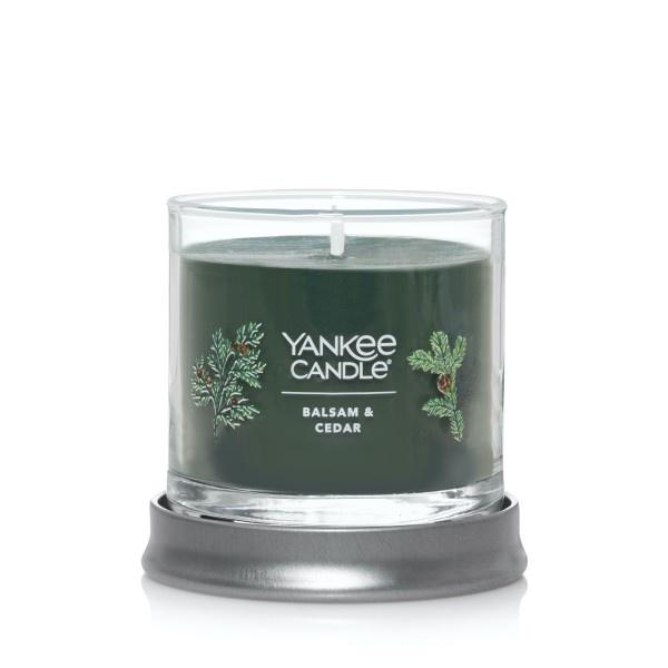 Yankee Candle Small Tumbler Scented Single Wick Jar Candle, Balsam Cedar, Over 20 Hours of Burn Time, 4.3 Ounce (Pack of 4)