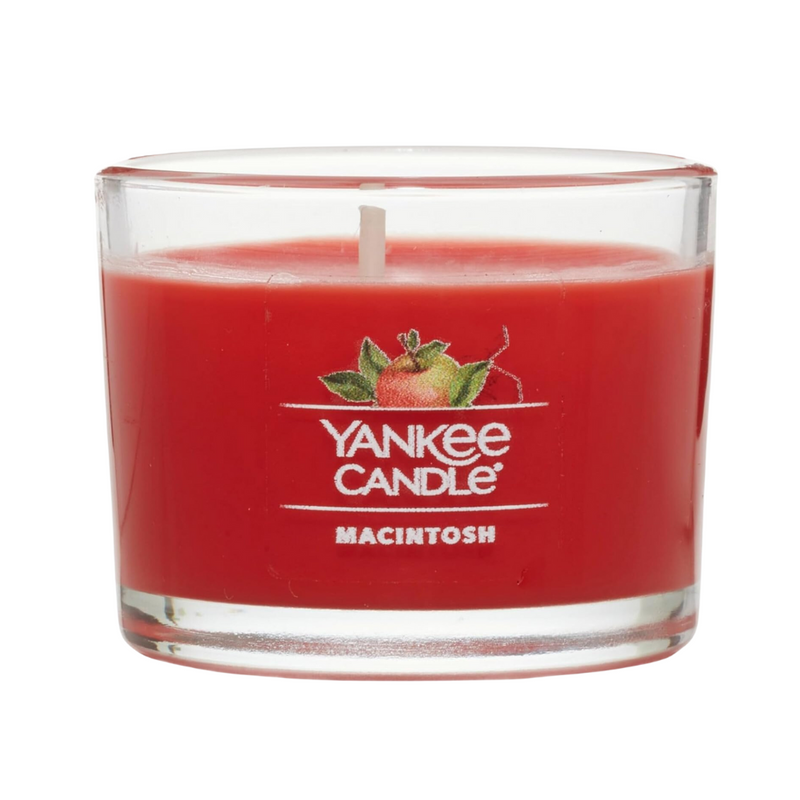 Yankee Candle Signature Votive Mini Candle Jar, Macintosh Scent, Natural Soy Wax Blend Candle with Natural Fiber Wick, 1.3 OZ Glass Jar (Pack of 4)