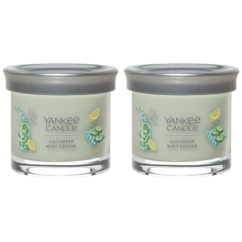 Yankee Candle Small Tumbler Scented Single Wick Jar Candle, Cucumber Mint Cooler, Over 20 Hours of Burn Time, 4.3 Ounce (Pack of 2)