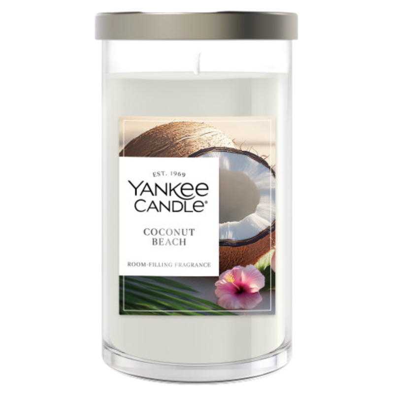 Yankee Candle Medium Pillar Scented Candle, Coconut Beach, 14.25 oz, 2-Pack
