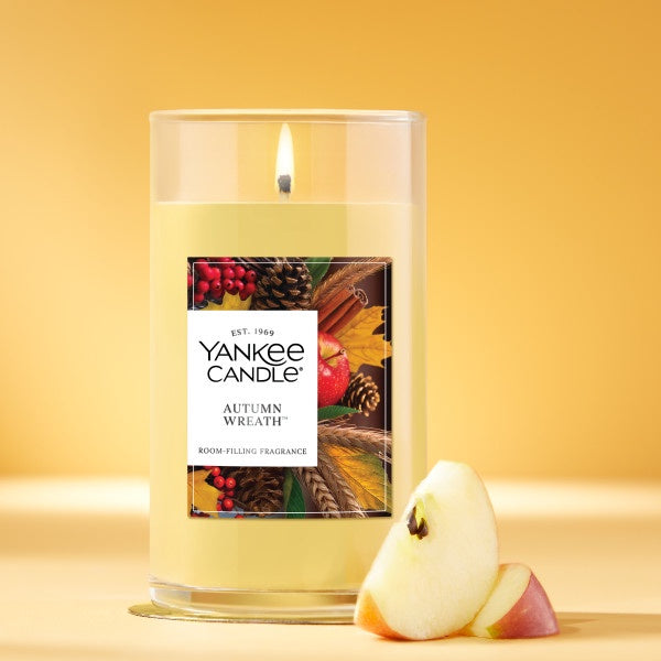 Yankee Candle Medium Pillar Scented Candle, Autumn Wreath, 14.25 oz (2-Pack)