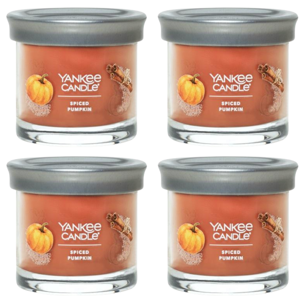 Yankee Candle Small Tumbler Scented Single Wick Jar Candle, Spiced Pumpkin, Over 20 Hours of Burn Time, 4.3 Ounce (Pack of 4)