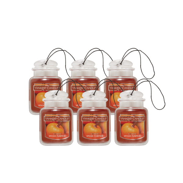 Yankee Candle Car Air Fresheners, Hanging Car Jar Ultimate, Neutralizes Odors Up To 30 Days, Spiced Pumpkin, 0.96 OZ (Pack of 6)