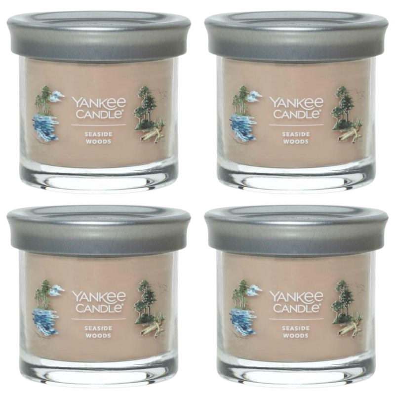 Yankee Candle Small Tumbler Scented Single Wick Jar Candle, Seaside Woods, Over 20 Hours of Burn Time, 4.3 Ounce (Pack of 4)