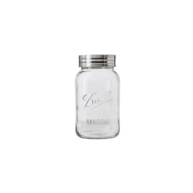 Ball Glass Mason Jar Canning Starter Kit, Regular Mouth, Quart Size, 32 OZ with Lids, Dissolvable Labels, and Recipe Book