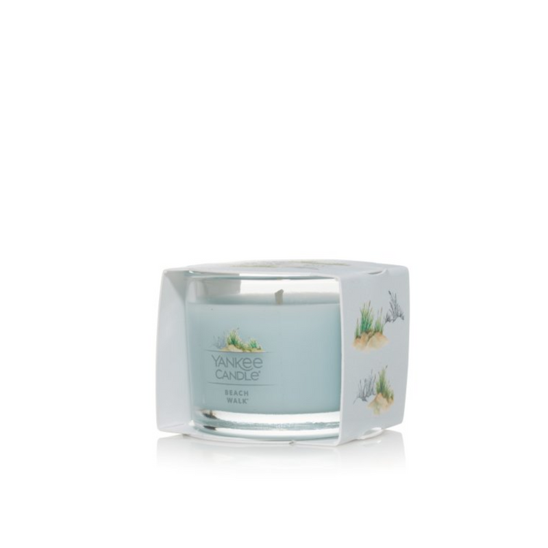 Yankee Candle Signature Votive Mini Candle Jar, Beach Walk Scent, Natural Soy Wax Blend Candle with Natural Fiber Wick, 1.3 OZ Glass Jar (Pack of 12)