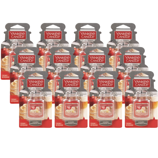 Yankee Candle Car Air Fresheners, Hanging Car Jar Ultimate, Neutralizes Odors Up To 30 Days, Sugared Cinnamon Apple, 0.96 OZ (Pack of 12)