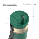 Contigo Snapseal Stainless Steel Leakproof Water Bottle with Carry Strap and Straw, Dark Emerald Champagne, 24 Ounce