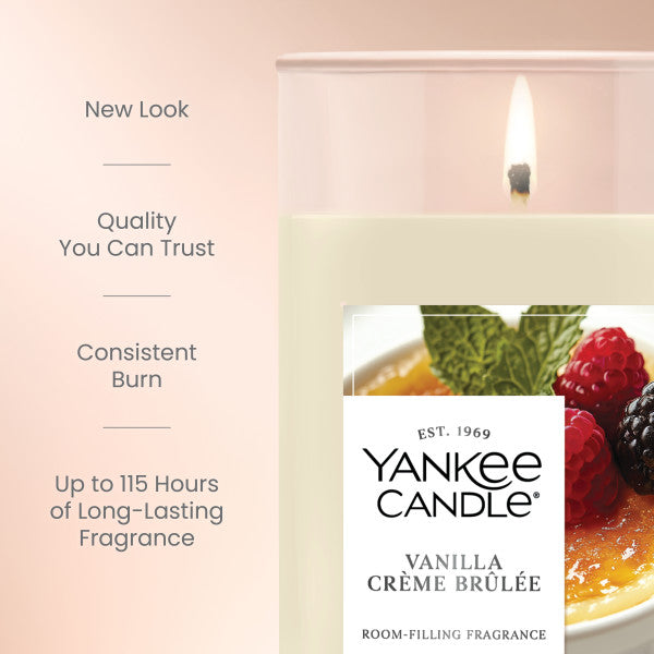 Yankee Candle Medium Pillar Scented Candle, Vanilla Creme Brulee, 14.25 oz, 2-Pack
