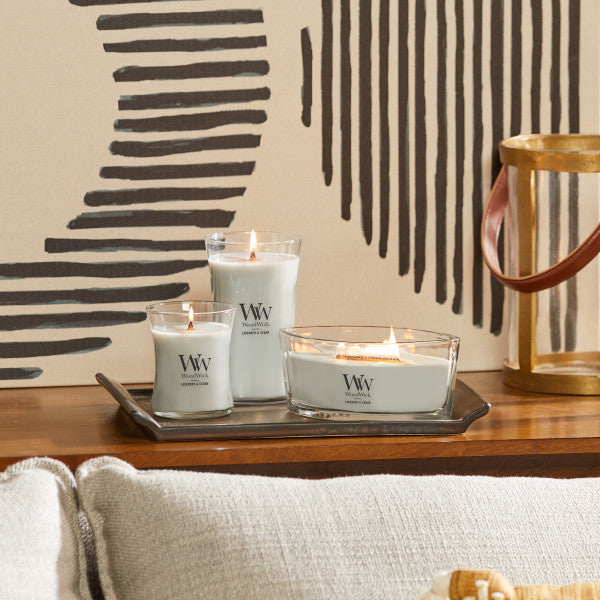 WoodWick Scented Ellipse Candle, Crackles as it Burns, Lavender & Cedar, 16oz