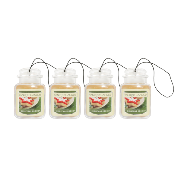 Yankee Candle Car Air Fresheners, Hanging Car Jar Ultimate, Neutralizes Odors Up To 30 Days, Christmas Cookie, 0.96 OZ (Pack of 4)