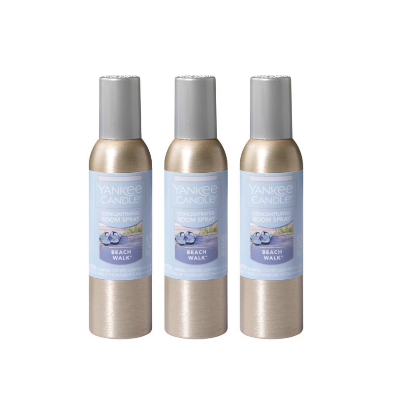 Yankee Candle Concentrated Air Freshener Room Spray, Odor Eliminator for Home, Bathroom, Beach Walk, 1.5 Oz (Pack of 3)