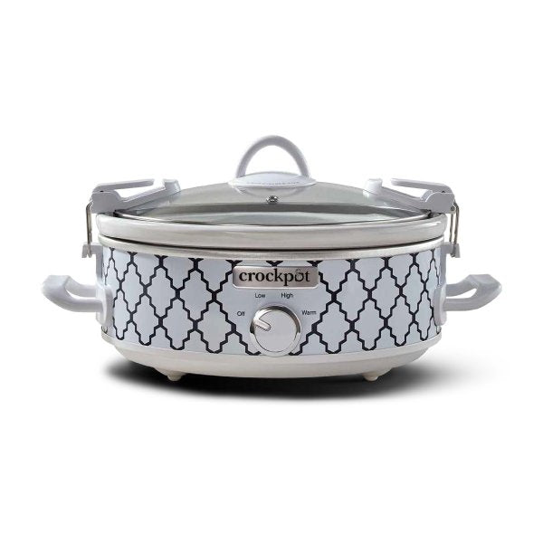 Crockpot 2.5 Qt. Casserole Crock Slow Cooker, Manual, Oval, White/Blue Pattern