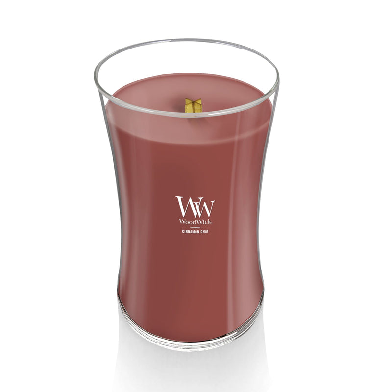 WoodWick Large Hourglass Scented Candle, Crackles as it Burns, Cinnamon Chai, 21oz