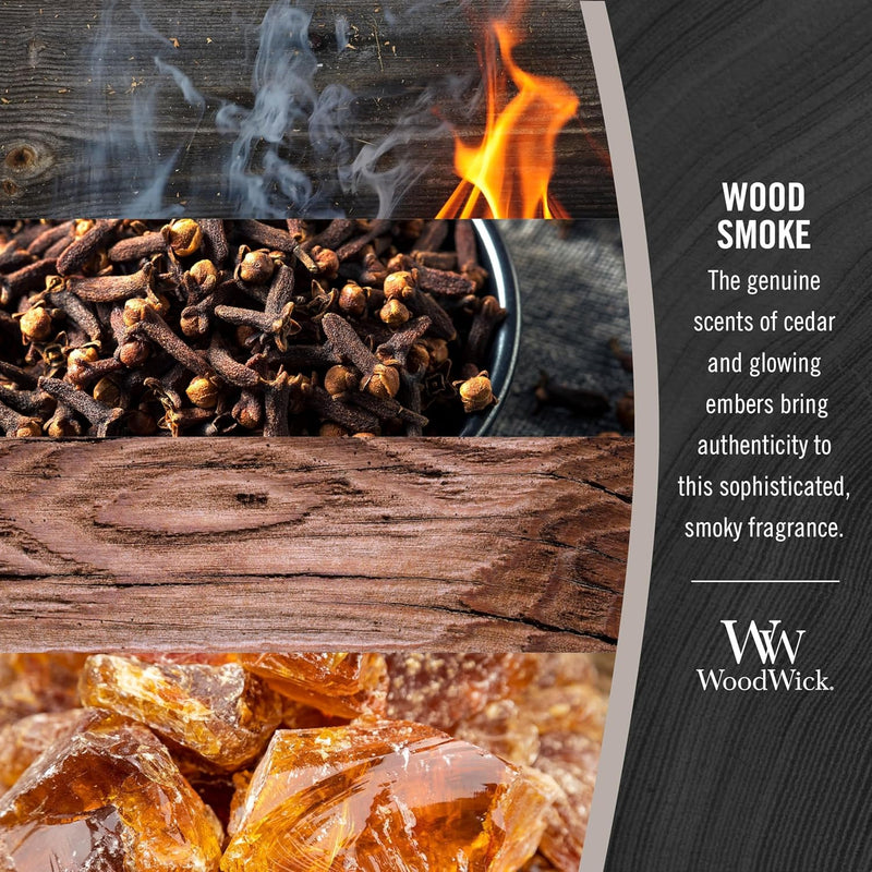 WoodWick Large Hourglass Scented Candle, Crackles as it Burns, Wood Smoke, 21oz