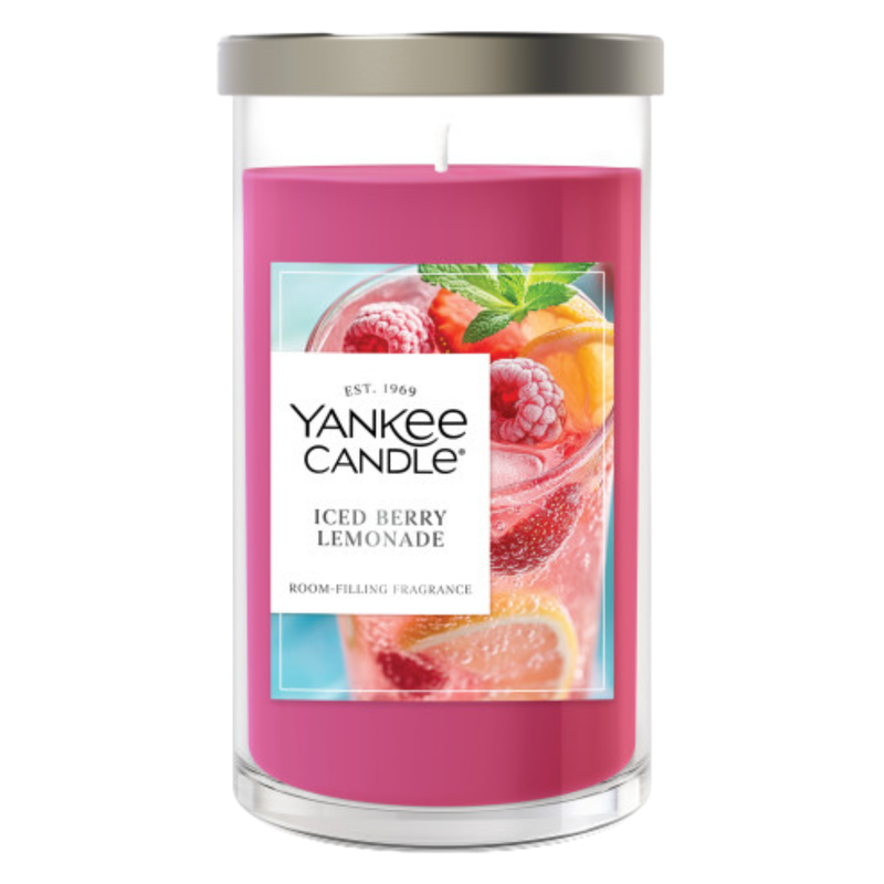 Yankee Candle Medium Pillar Scented Candle, Iced Berry Lemonade, 14.25 oz (2-Pack)