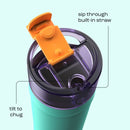 bubba DualSip Leakproof Insulated Water Bottle with Straw, Field Trip, 24 Ounce
