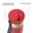 Contigo Snapseal Stainless Steel Leakproof Water Bottle with Carry Strap and Straw, Goji Berry Champagne, 24 Ounce