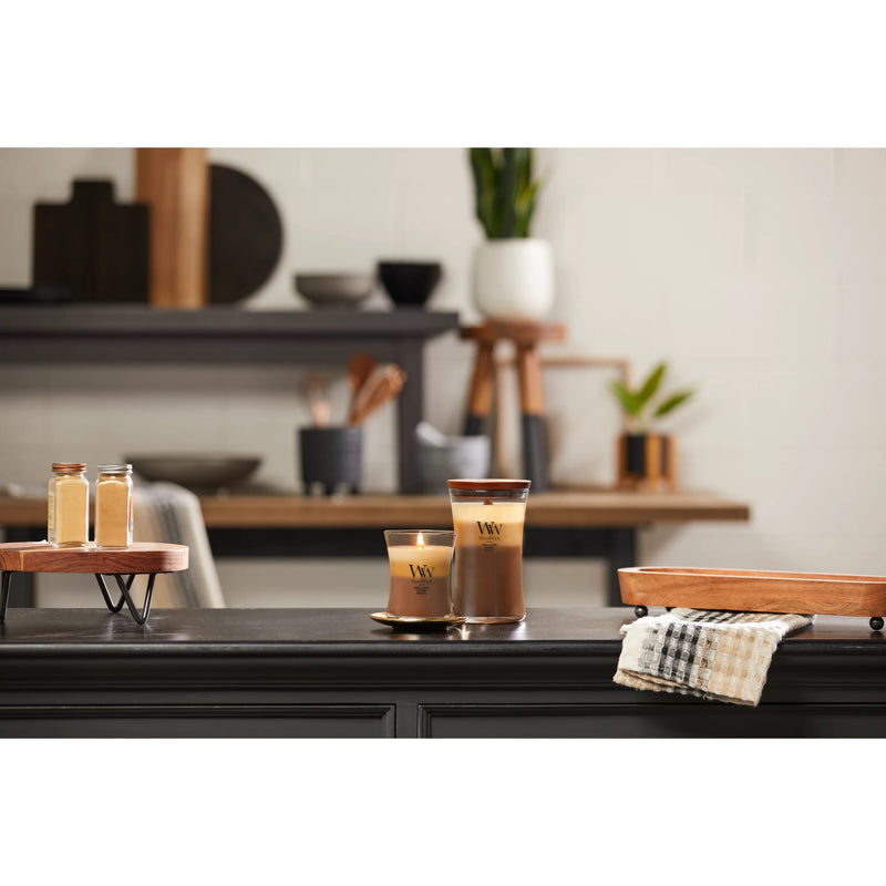 WoodWick Large Cafe Sweets Trilogy Hourglass Scented Candle, Crackles as it Burns, Vanilla Bean | Caramel | Biscotti, 21oz