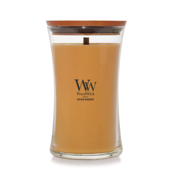 WoodWick Large Hourglass Scented Candle, Crackles as it Burns, Golden Bourbon, 21oz
