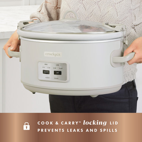 Crockpot 7-Quart Cook & Carry Slow Cooker, Mushroom