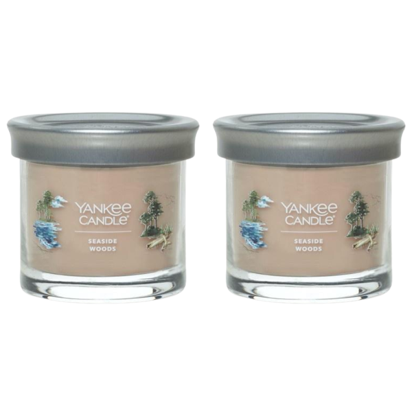 Yankee Candle Small Tumbler Scented Single Wick Jar Candle, Seaside Woods, Over 20 Hours of Burn Time, 4.3 Ounce (Pack of 2)