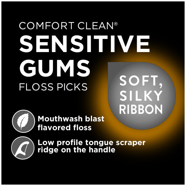 Dentek Floss Picks Comfort Clean Sensitive Gums Floss Picks, Soft & Silky Ribbon, 150 ct