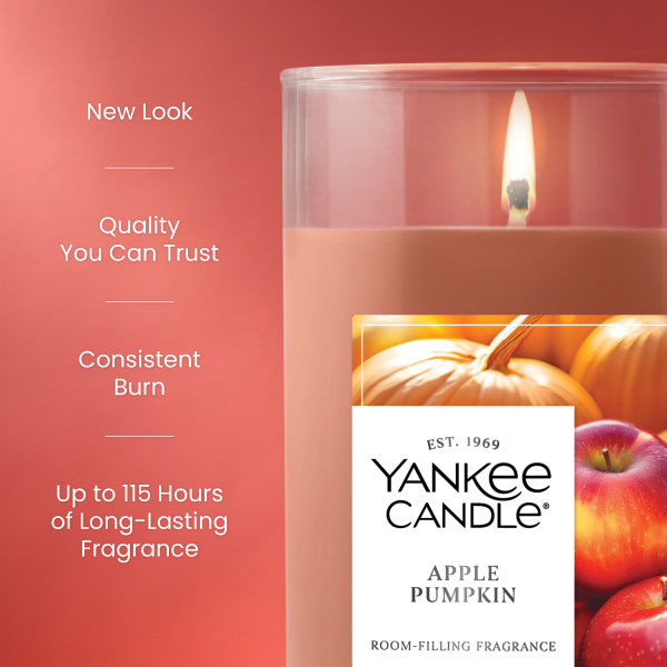 Yankee Candle Medium Pillar Scented Candle, Apple Pumpkin, 14.25 oz (2-Pack)