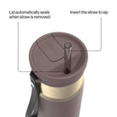 Contigo Snapseal Stainless Steel Leakproof Water Bottle with Carry Strap and Straw, Terra Champagne, 24 Ounce