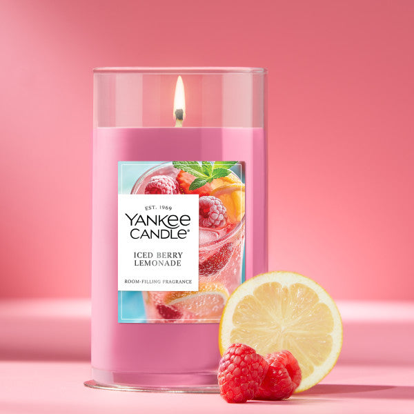 Yankee Candle Medium Pillar Scented Candle, Iced Berry Lemonade, 14.25 oz (2-Pack)