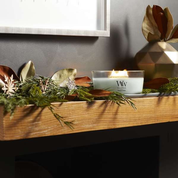 WoodWick Scented Ellipse Candle, Crackles as it Burns, Magnolia Birch, 16oz